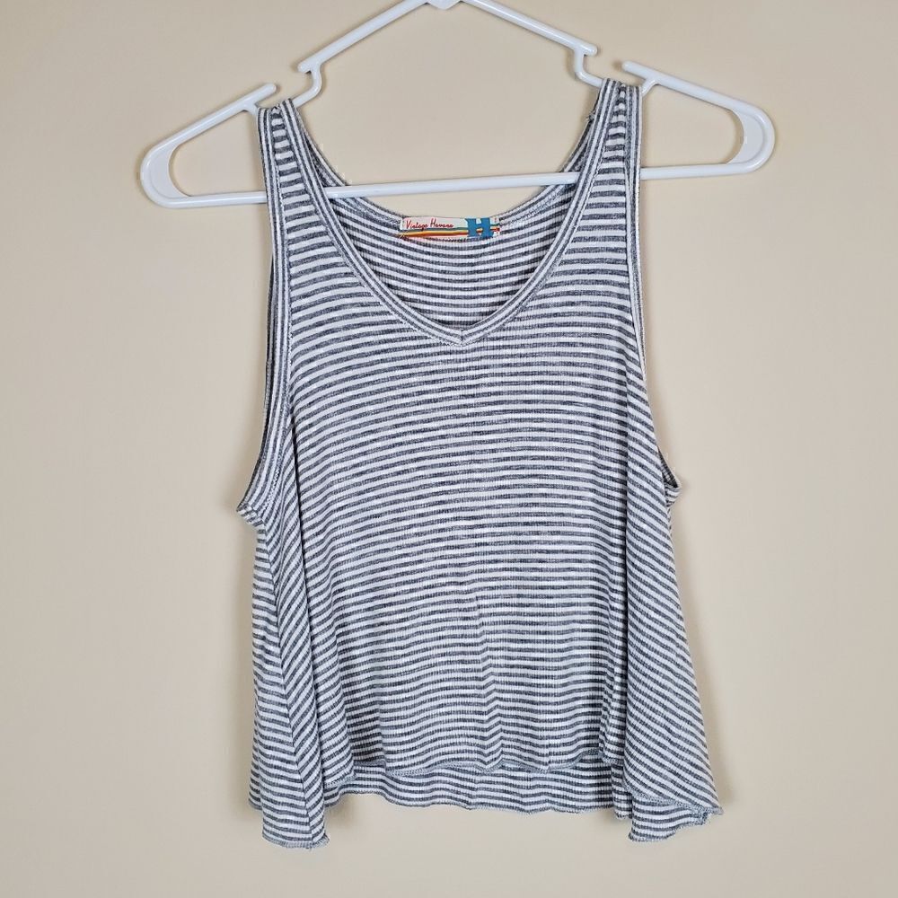 Vintage Havana Striped Cropped Tank Size Medium Juniors